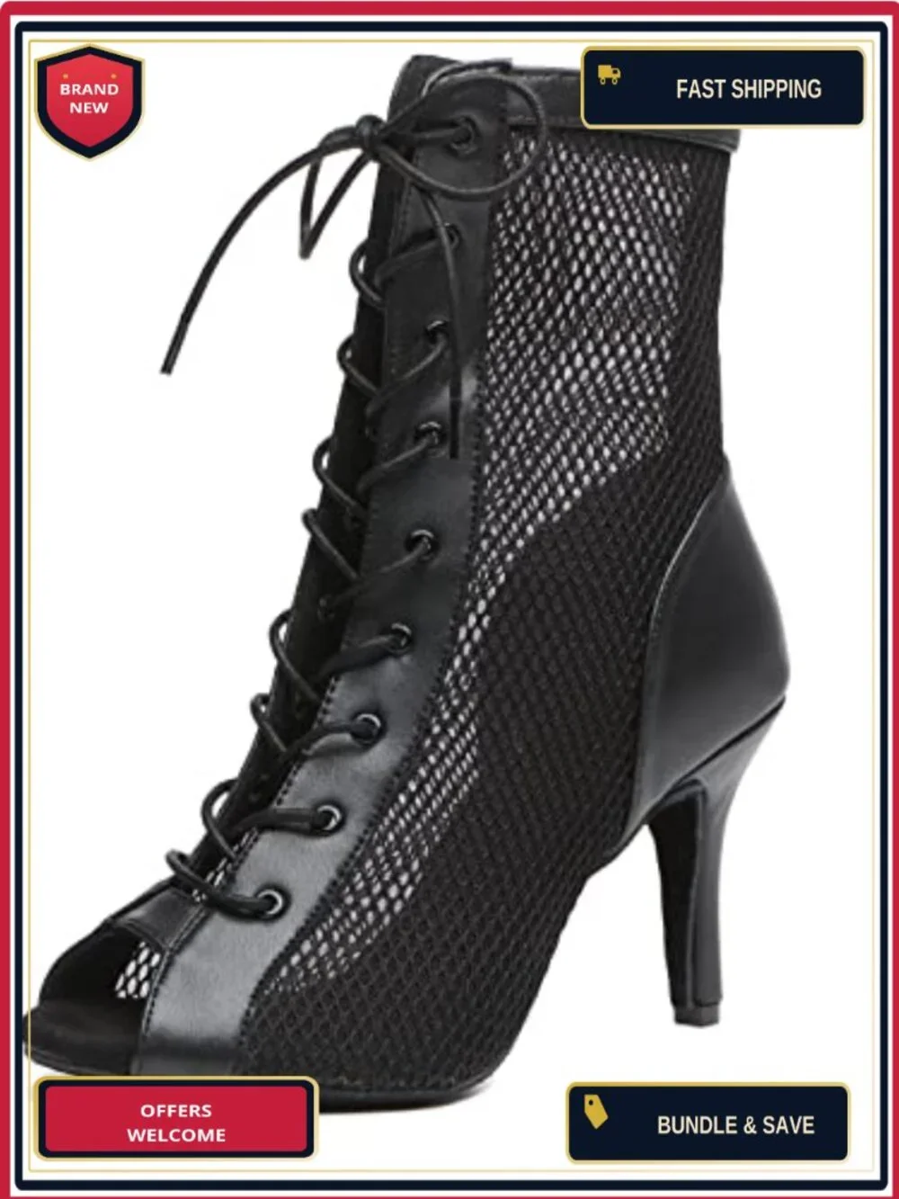 Women's Ankle Booties Stiletto Heels Open Toe Suede Sole Dance Shoes Party